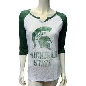 NWT Green and White Michigan State Long Sleeve Shirt - Medium Pristine Condition
